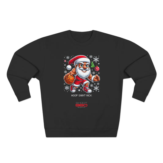 Hoop Saint Nick Unisex Crewneck Sweatshirt - Fun Holiday Basketball Design