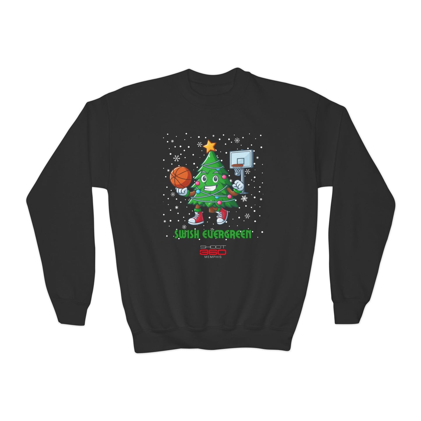 Youth Basketball Tree Sweatshirt - Perfect for Holidays & Sports Events